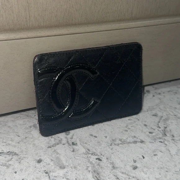 CHANEL Black Quilted Cambon Ligne Card Holder Case Black Slim Wallet  AUTHENTIC - Picture 2 of 12